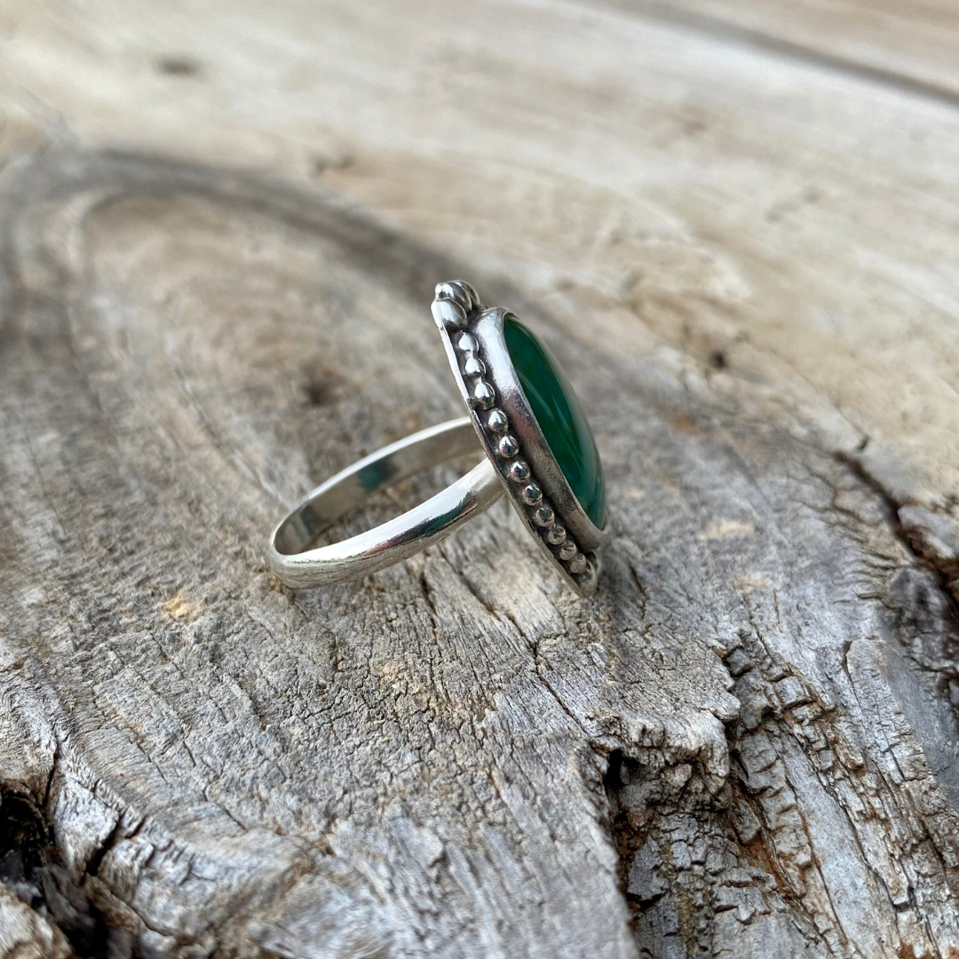 Forest Green Turquoise Ring // Size 9