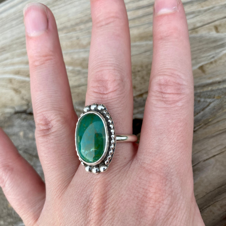 Forest Green Turquoise Ring // Size 9