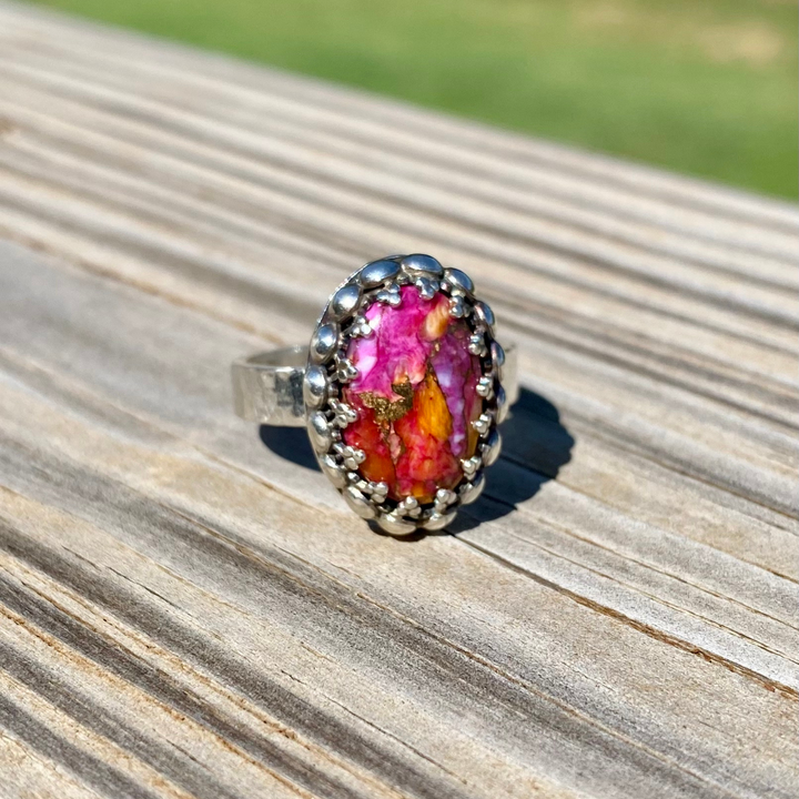 Pink Starburst Ring // Size 8.5