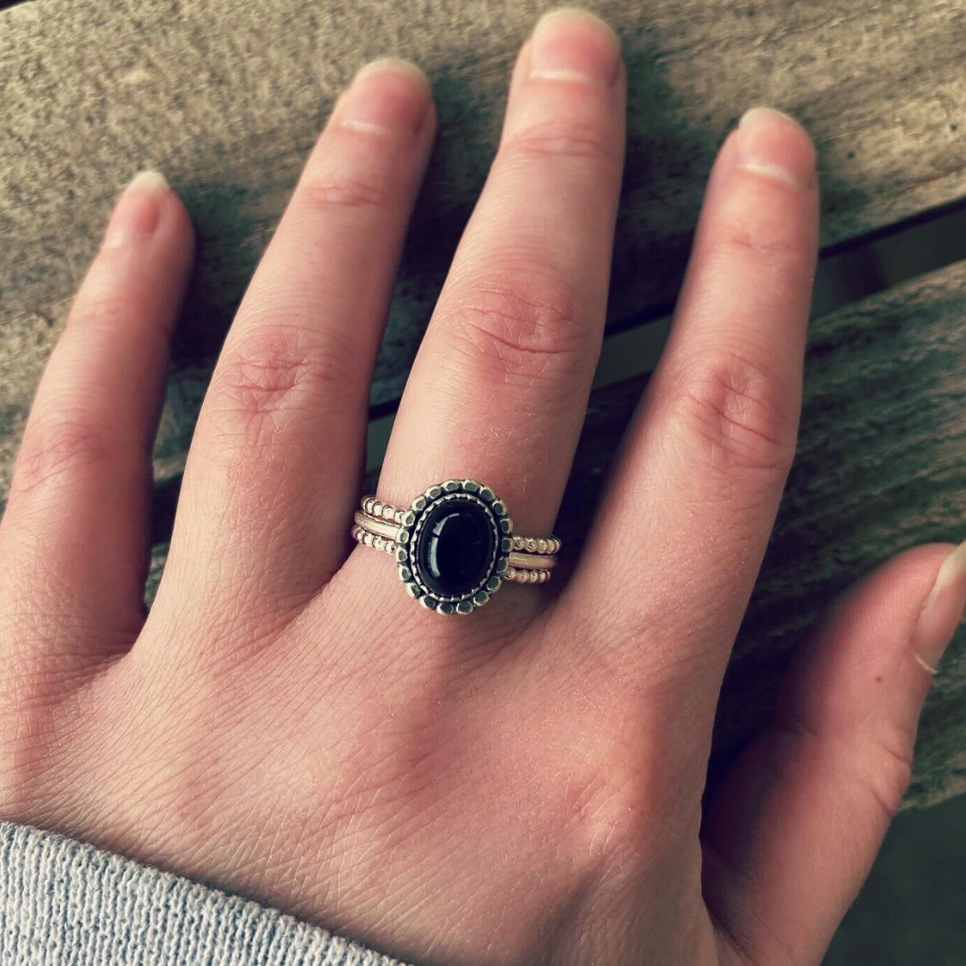 Midnight // Black Onyx Stacking Ring // Made to Order