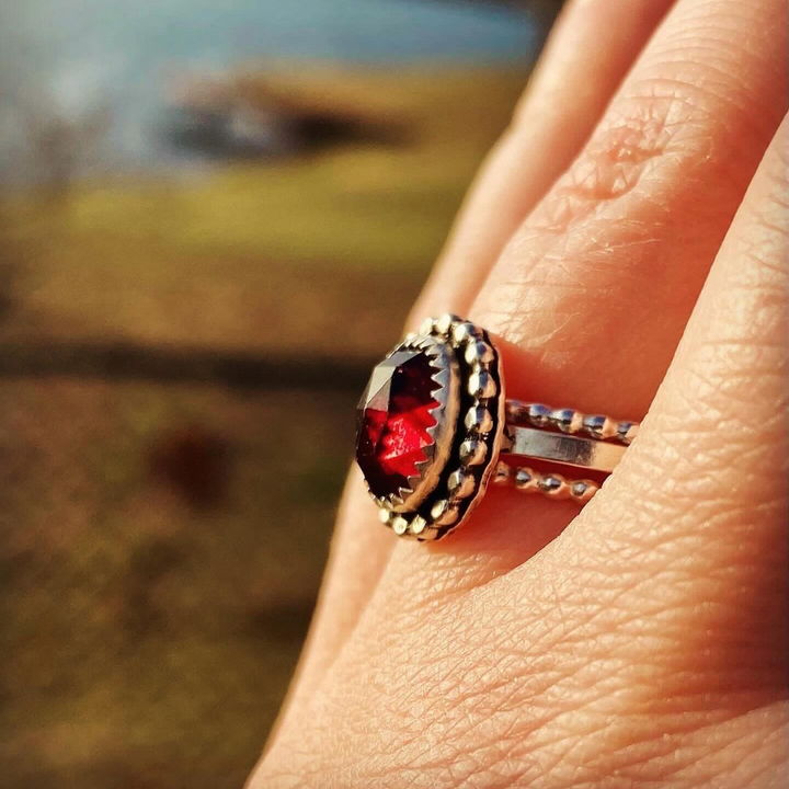 Holidaze // Garnet Stacking Ring // Made to Order