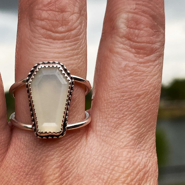 "Spooky" // White Moonstone Ring // Size 6.5