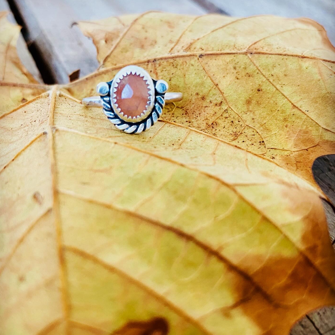 Just Peachy // Pink Moonstone Ring // Size 7