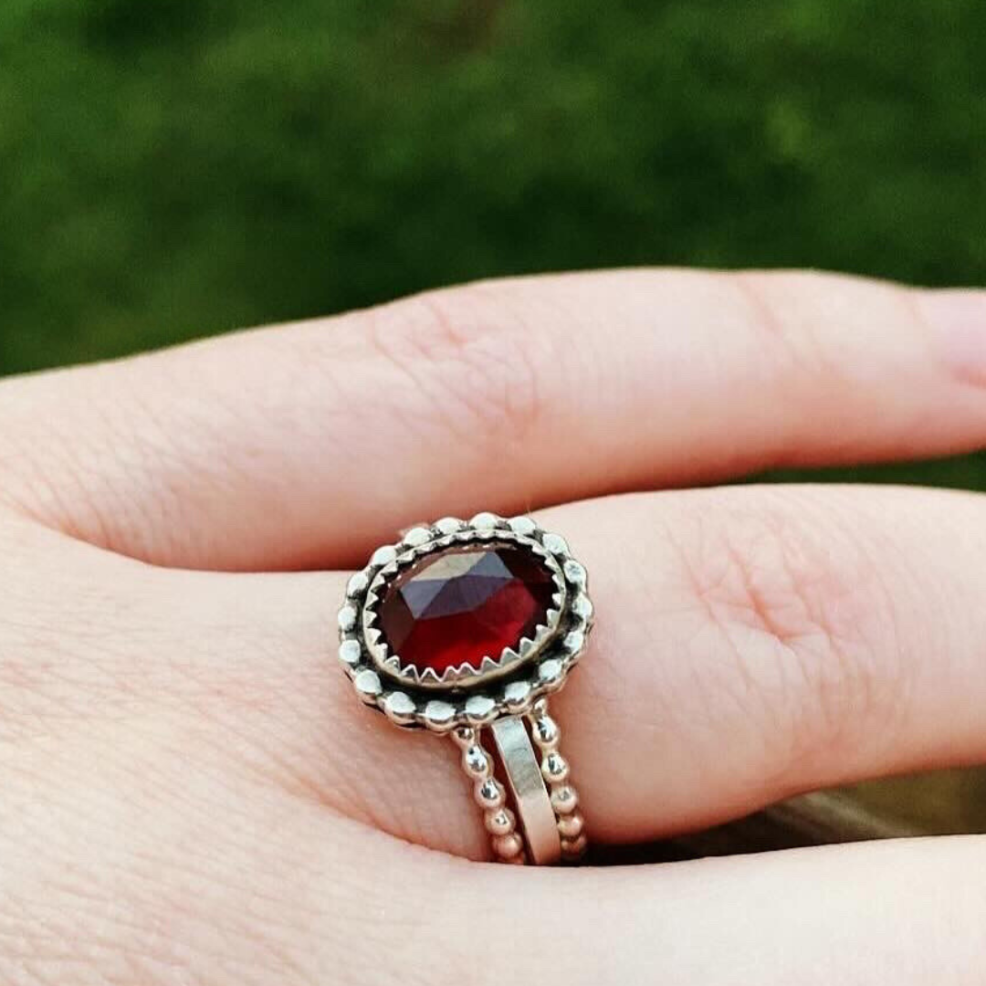 Holidaze // Garnet Stacking Ring // Made to Order