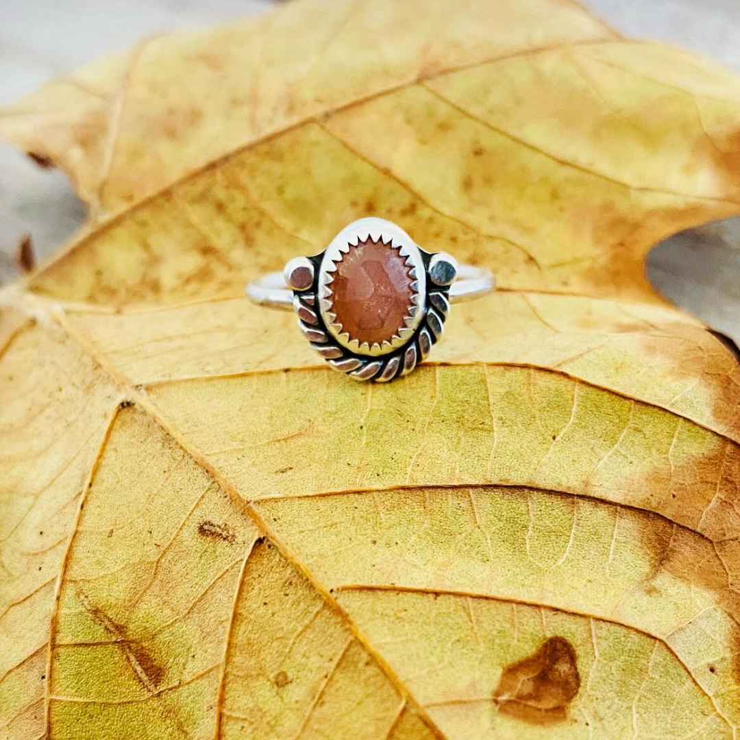 Just Peachy // Pink Moonstone Ring // Size 7