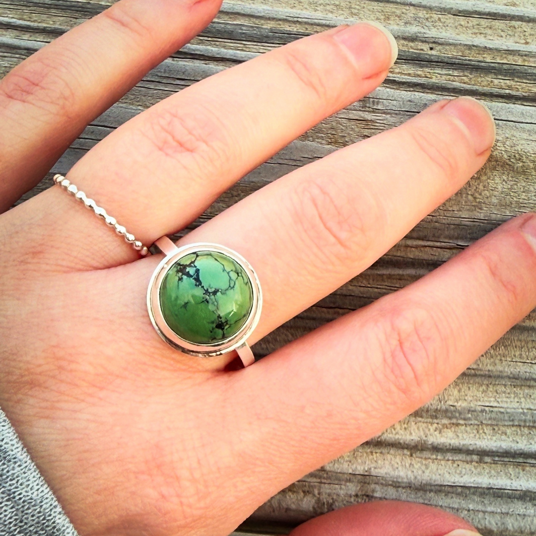 Green Turquoise Ring // Size 9