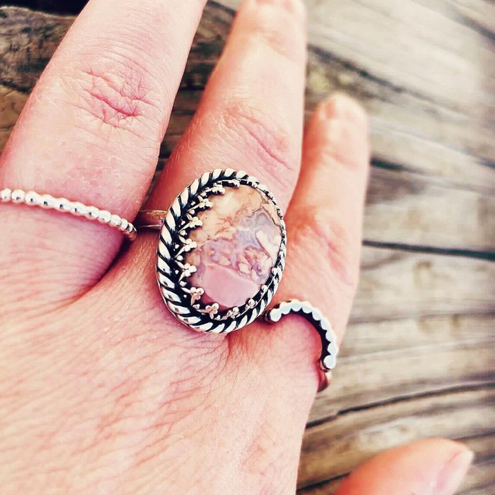 Pink Lace Agate Ring // Size 8