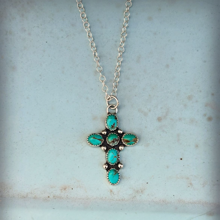 Turquoise + Cross // 16in. Necklace