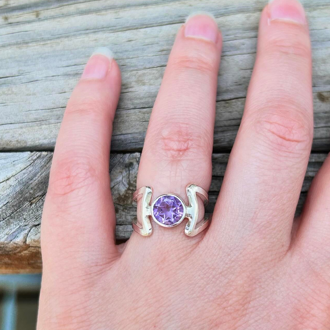 Amethyst Framed Ring // Size 5 // Ready to Ship