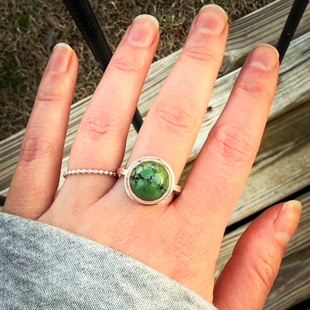 Green Turquoise Ring // Size 9