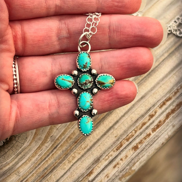 Turquoise + Cross // 16in. Necklace